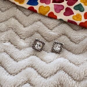 Silver Square Stud Earrings